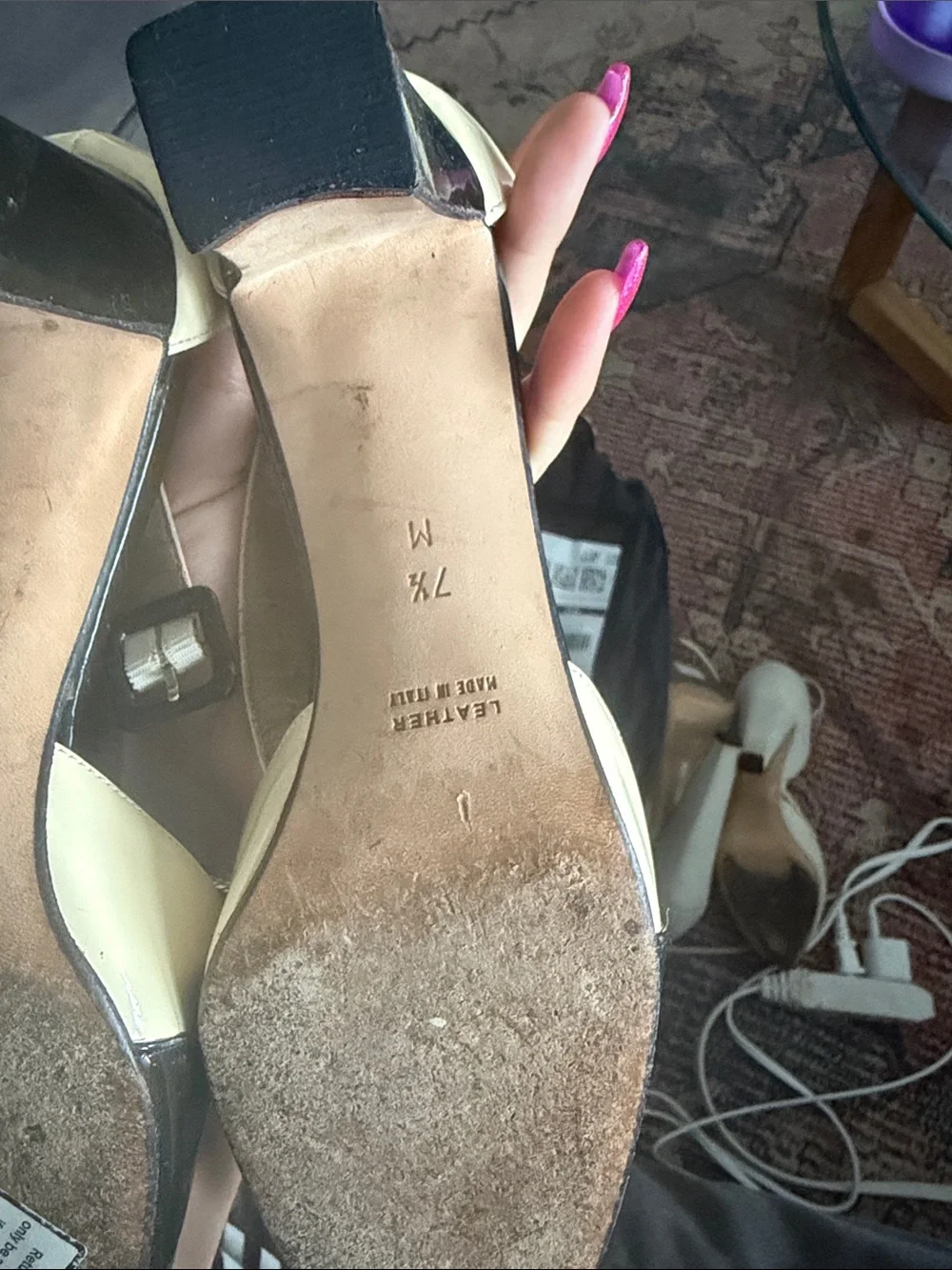 Yves Saint Laurent Two-Tone Patent Leather Slingback Pumps — Black & Cream